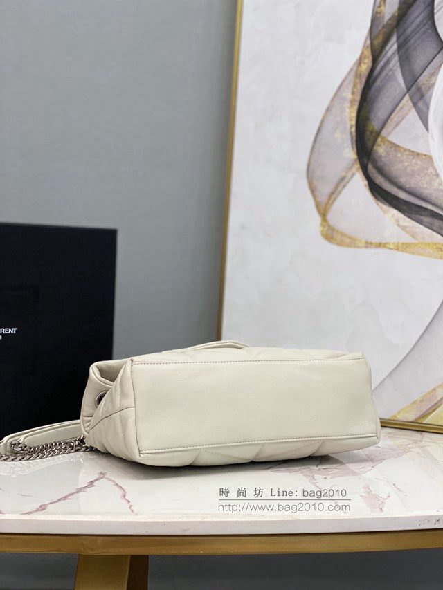 YSL爆款女士包包 聖羅蘭經典款LOULOU PUFFER絎縫漆皮小號郵差包 YSL肩背斜挎包 577476  jjh1133